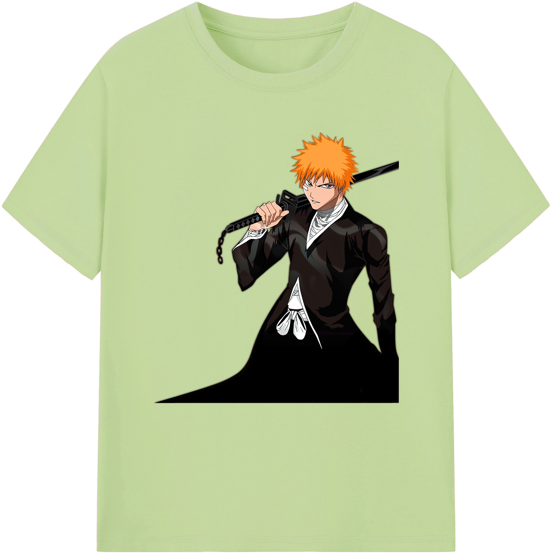 （画像用） ブリーチ 黒崎一護（くろさき いちご）BLEACH Kurosaki Ichigo 綿100％半袖Tシャツ（フロントプリント）